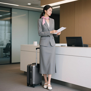 開叉中長裙職業(yè)裝西服套裝定制加領(lǐng)結(jié)300